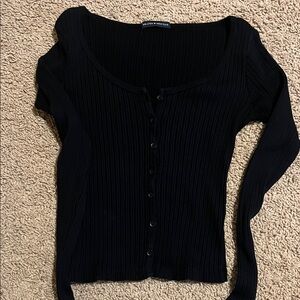 Brandy Melville Black Ribbed Knit Top